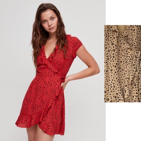 Aritzia Sunday Best Savoy leopard print wrap dress - Picture 1 of 11